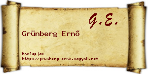 Grünberg Ernő névjegykártya